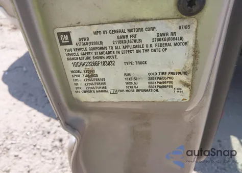 2006 Chevrolet Silverado 2500Hd Lt3 из США, поврежденный, VIN 1GCHK23266F103032